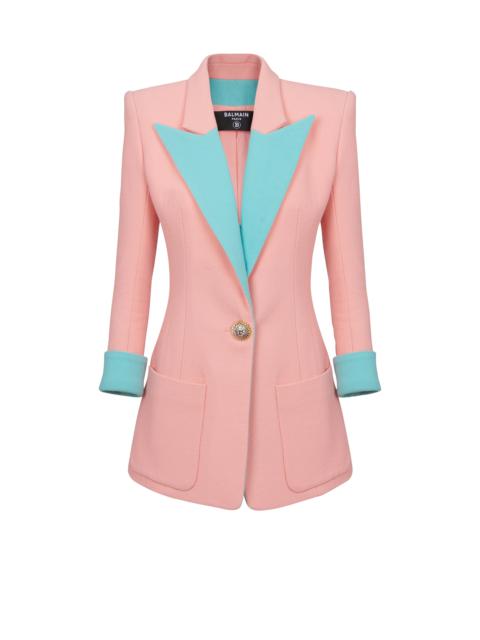 Balmain 1-button double crepe two-tone jacket