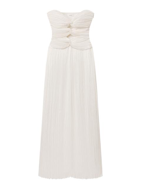 A.L.C. Brynn Strapless Pleated Satin Maxi Dress