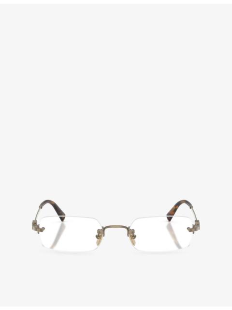 Miu Miu MU 50YV Rectangle-Frame Metal Eyeglasses