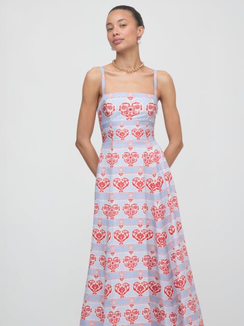 Hill House Home The Margot Dress - Poppy Damask Stripe