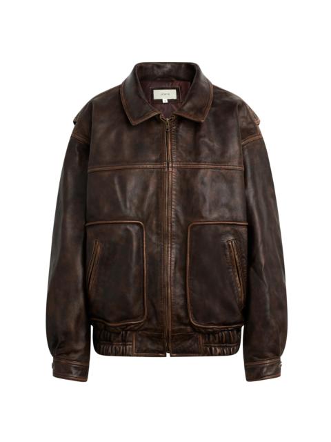 Joe's Jeans Women's Luca Exposed-Seam Leather Jacket - Brown Distressed