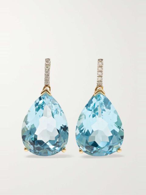 MATEO 14-karat gold, topaz and diamond earrings