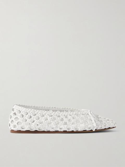 LE MONDE BÉRYL Regency bow-embellished woven leather ballet flats White