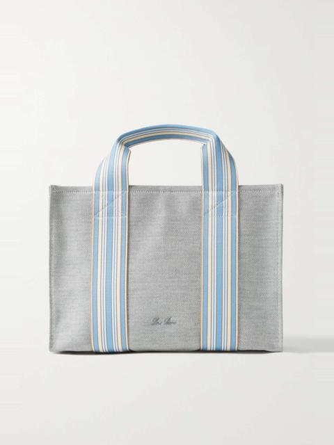Loro Piana The Suitcase striped webbing and leather-trimmed canvas tote