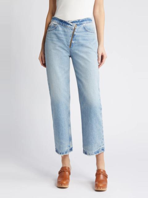 Le Jane Angled Zip Crop Relaxed Straight Leg Jeans