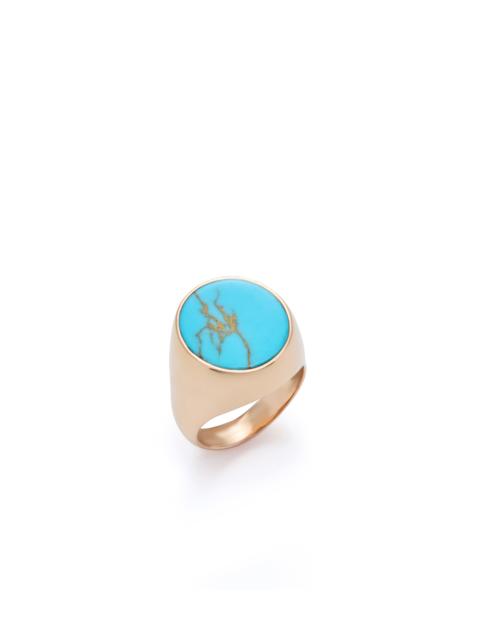 GABRIELA HEARST Signet Ring in 18K Rose Gold & Turquoise Stone with Blue Sapphire