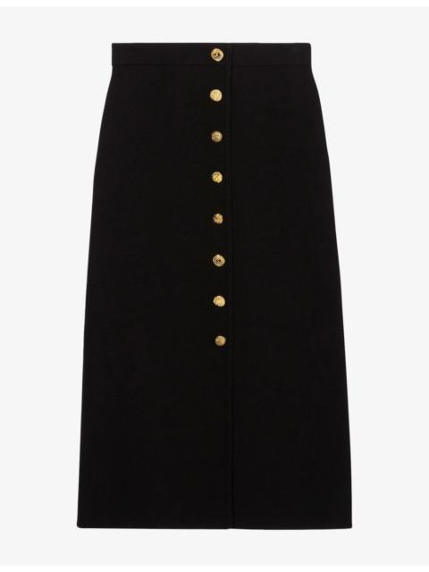 Claudie Pierlot Slim-Fit Button-Front Knitted Midi Skirt