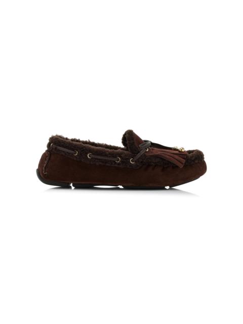 JIMMY CHOO Manon Shearling Driving Loafers brown