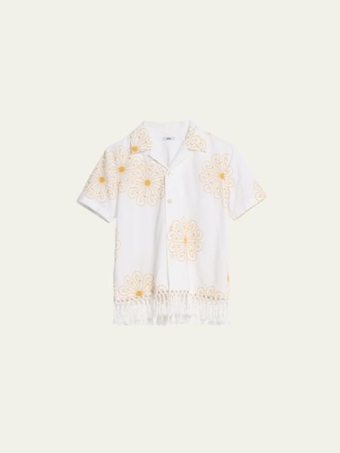 BODE Soleil Sunburst-Embroidered Fringe Shirt