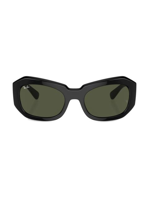 Ray-Ban Women's Beate Pillow 56MM Wrap Sunglasses - Black Dark Green