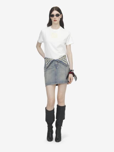 Alexander McQueen Metallic Frogging Fold Over Mini Skirt