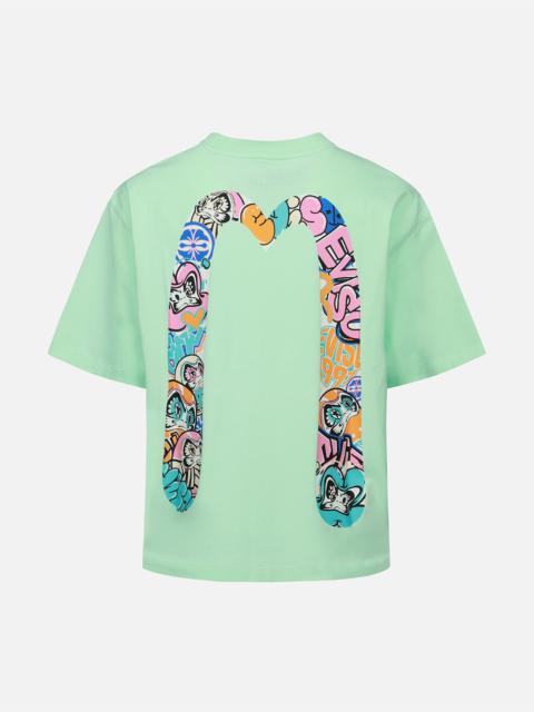 EVISU GRAFFITI DARUMA DAICOCK PRINT T-SHIRT