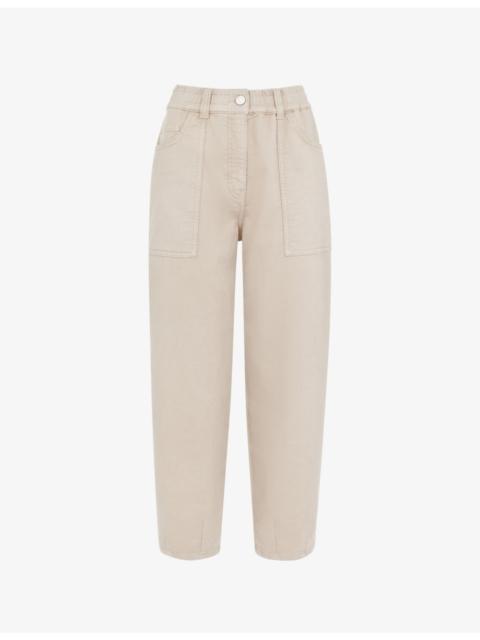 WHISTLES Tessa regular-fit high-rise stretch-cotton trousers