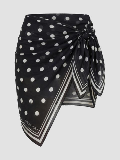NICHOLAS Women's Ursa Polka Dot Georgette Mini Sarong - Black Ivory Polka Dot