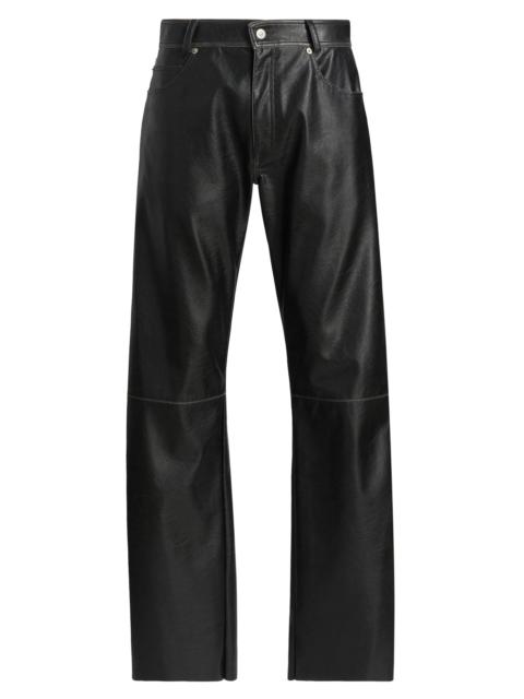 MM6 Maison Margiela Men's Faux-Leather Straight-Leg Pants - Black