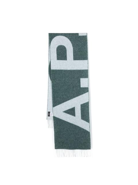 intarsia-knit logo scarf