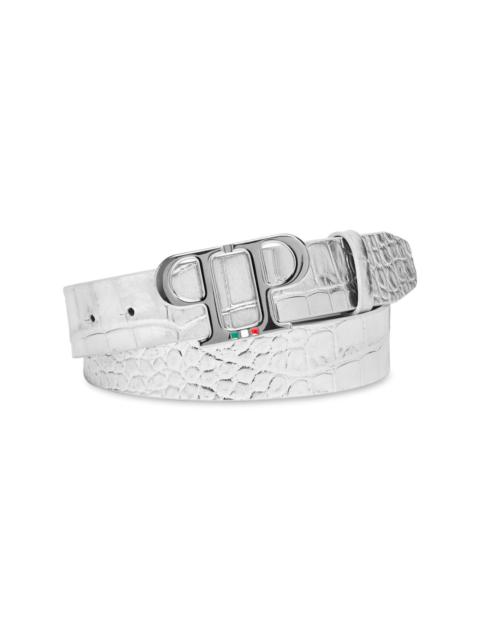 PHILIPP PLEIN logo-buckle crocodile-effect belt