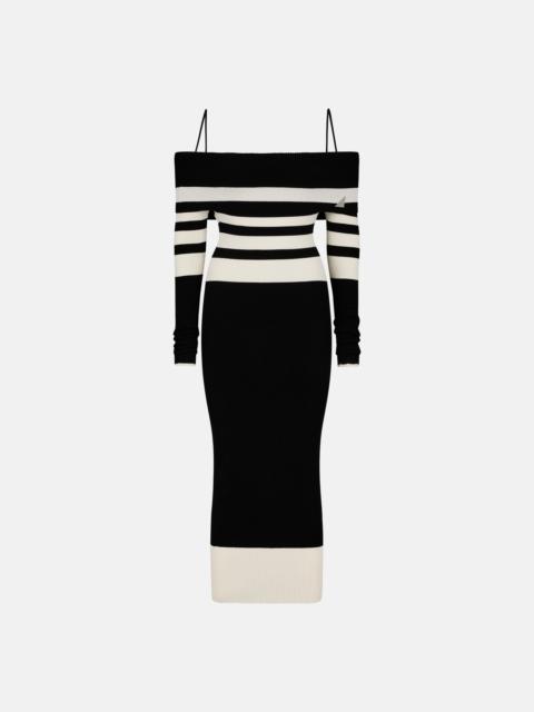 THE ATTICO ''AMILIA'' WHITE AND BLACK MIDI DRESS