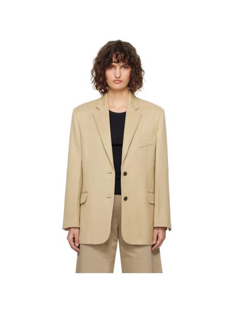RECTO Beige Oversize Single Breasted Tweed Blazer