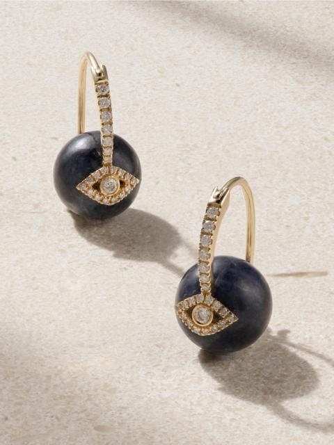 SYDNEY EVAN Evil Eye 14-karat Gold, Sapphire And Diamond Earrings