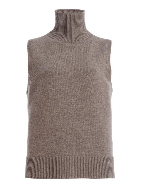 BRANDON MAXWELL The Bruno High-Neck Wool-Cashmere Top neutral