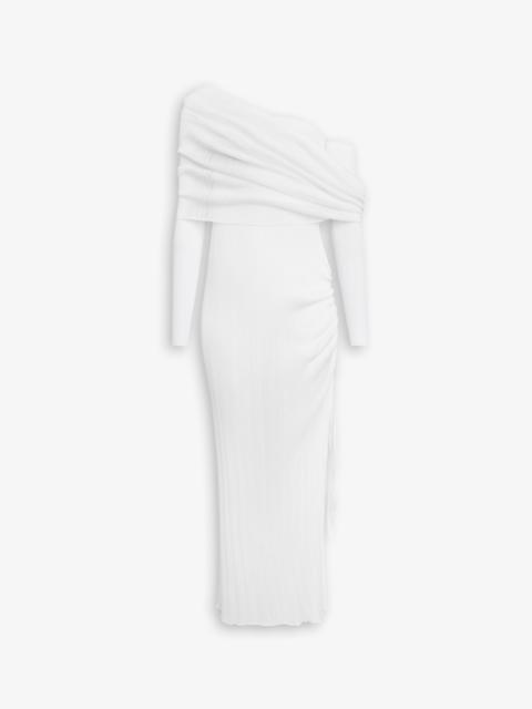 Alaïa DRAPED OFF SHOULDER DRESS IN PLEATED KNIT