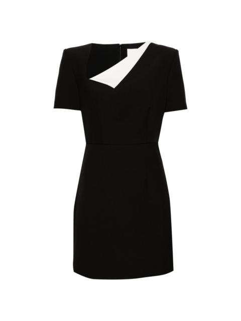 asymmetric-neck crepe minidress