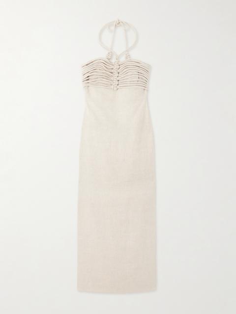 ANDRES OTALORA Mezcalitos Knotted Linen Midi Dress