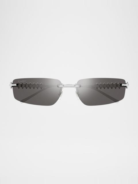 Cartier Rimless Metal Rectangle Sunglasses