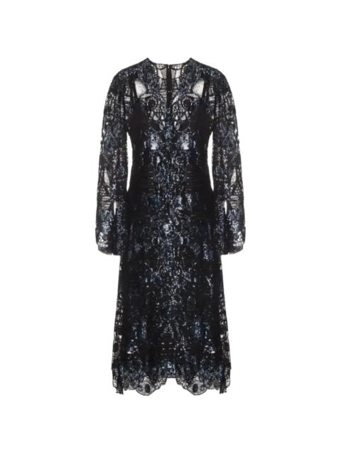 ELIE SAAB sequin-detail lace midi dress