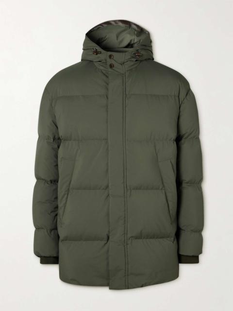 Canali Leather-Trimmed Quilted Shell Hooded Down Jacket