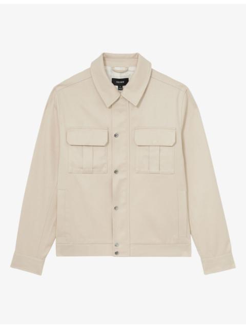 REISS Americas Patch-Pocket Cotton-Blend Bomber Jacket
