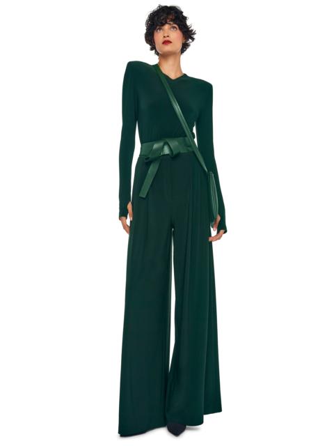 NORMA KAMALI LONG SLEEVE SHOULDER PAD V NECK TOP