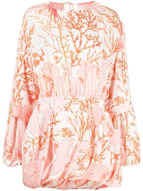 Stella McCartney coral-print puffball mini-dress