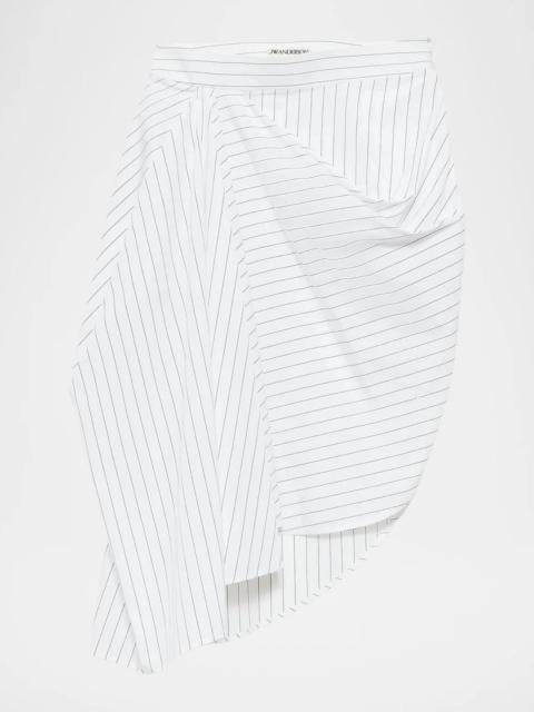 JW Anderson Asymmetric Pinstripe Cotton Midi Skirt