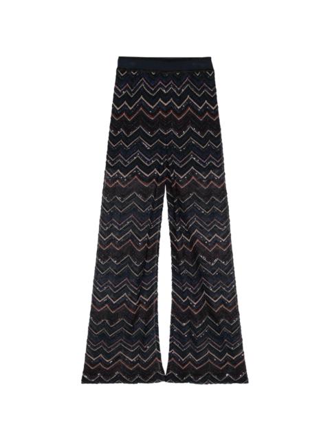 sequin-embellished zigzag flared trousers