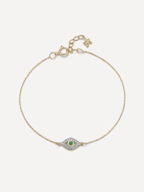 MATEO 14ct Gold Emerald Evil Eye Bracelet