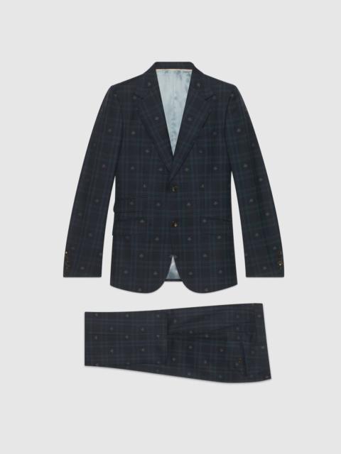 GUCCI Fitted bee check wool suit
