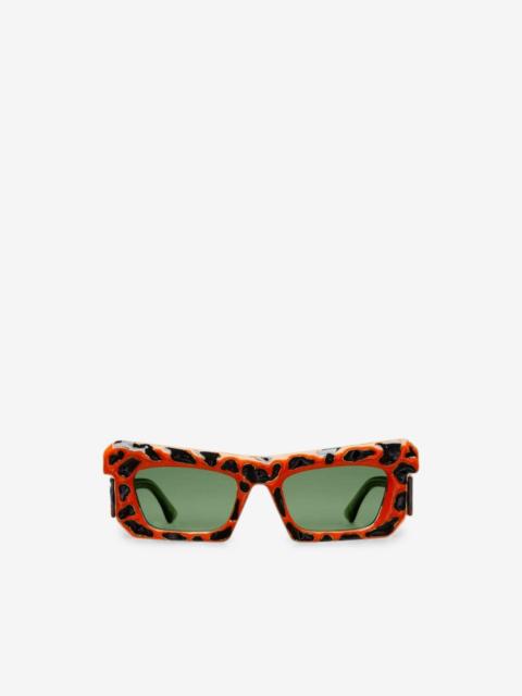Kuboraum leopard-print rectangle-frame sunglasses