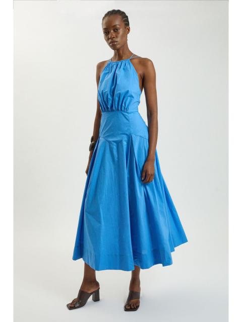 KAREN MILLEN Cotton Halter Neck Woven Midi Dress With Dropped Waist Detail
