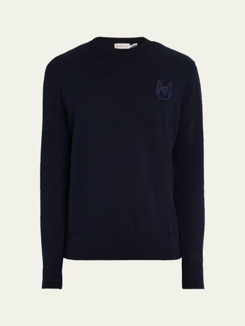 Moncler Men's Monogram Applique Crewneck Sweater