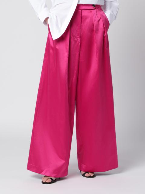 Dries Van Noten Wide pleated fuchsia satin trousers