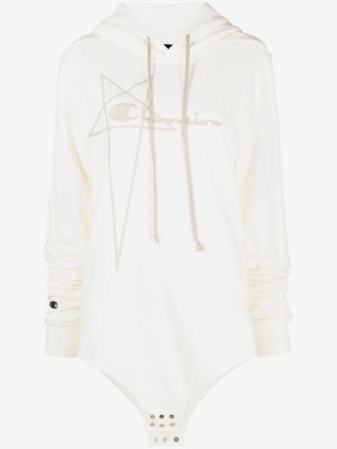 Rick Owens logo-embroidered cotton hoodie