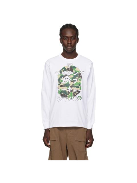 A BATHING APE® White ABC Camo Japanese Letters Long Sleeve T-Shirt