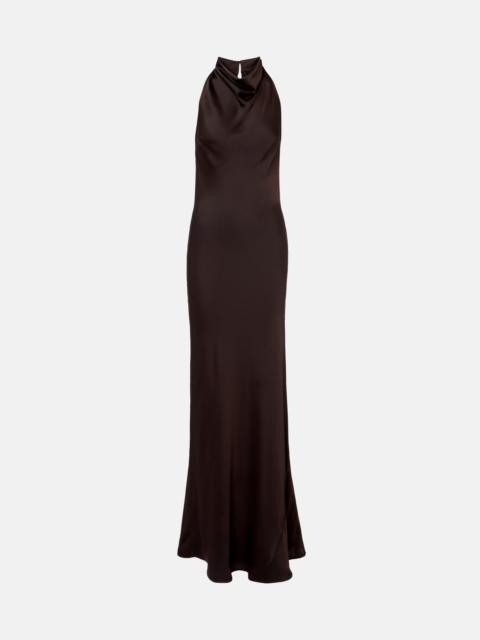 ROTATE Halterneck satin maxi dress