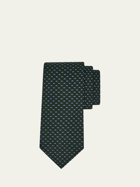 FERRAGAMO Men's Woven Geometric Jacquard Silk Tie