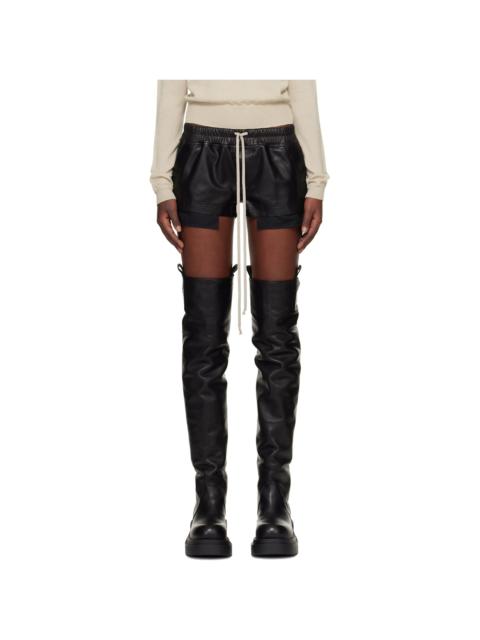 Rick Owens Black Temple Fog Leather Shorts