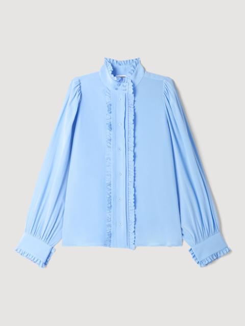 Sandro SILK SHIRT WITH GATHERED COLLAR