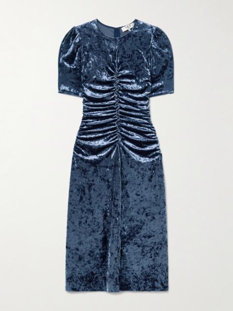 Sea Cailyn Ruched Crushed-velvet Midi Dress