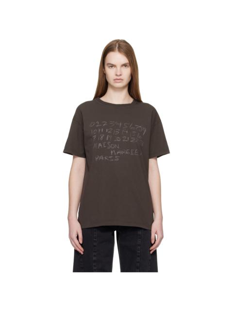 Maison Margiela Brown Numerical Cotton T-shirt